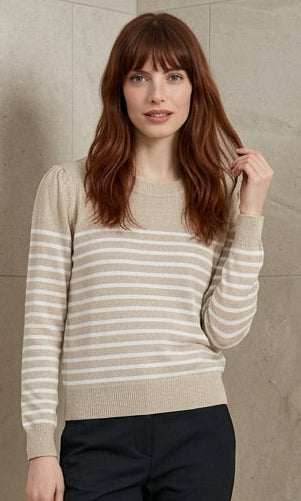 Striped Crew Neck Long Sleeve Knit Sweater