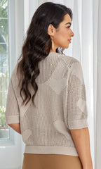 Heart Pattern Open Knit Sweater