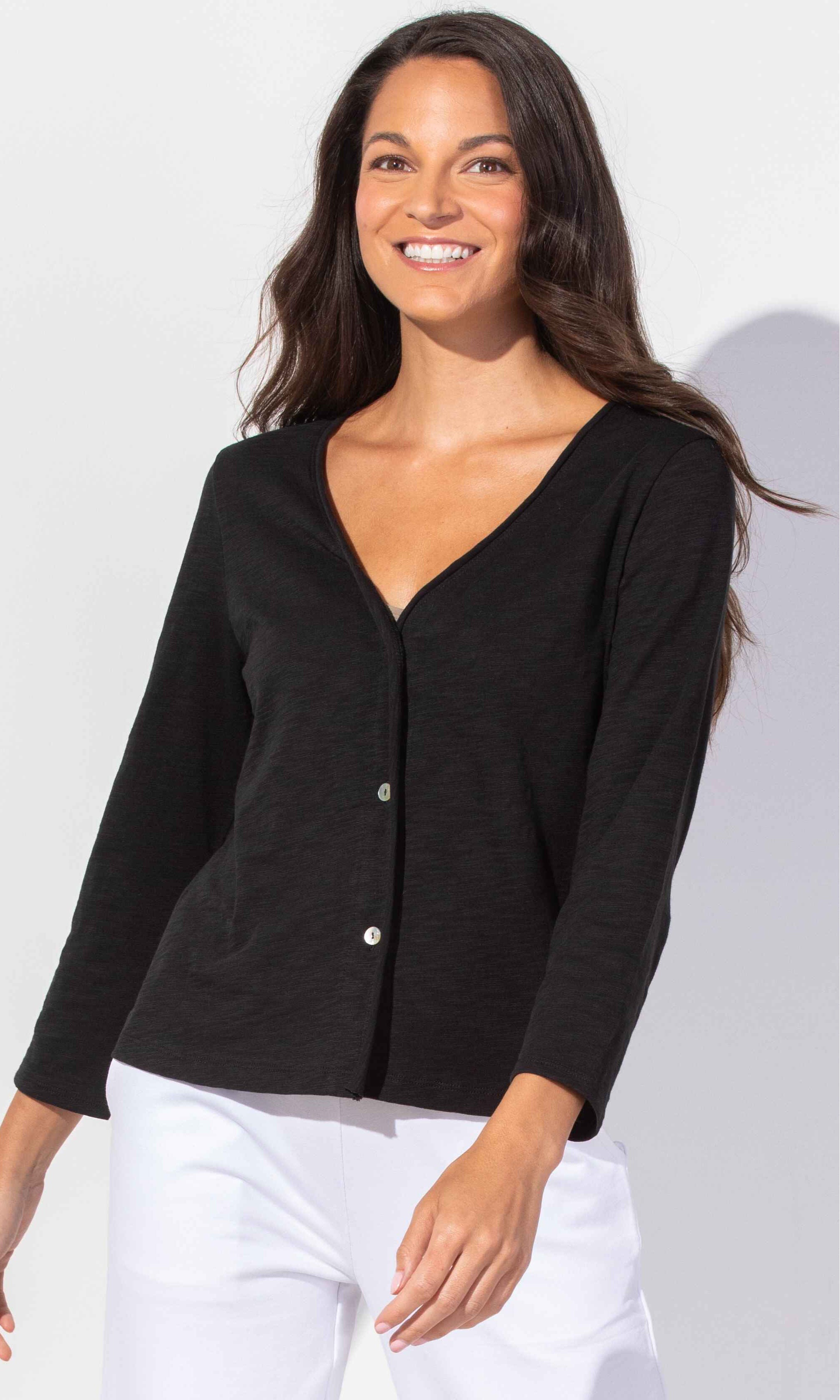 Lightweight Cotton Button Front Cardigan