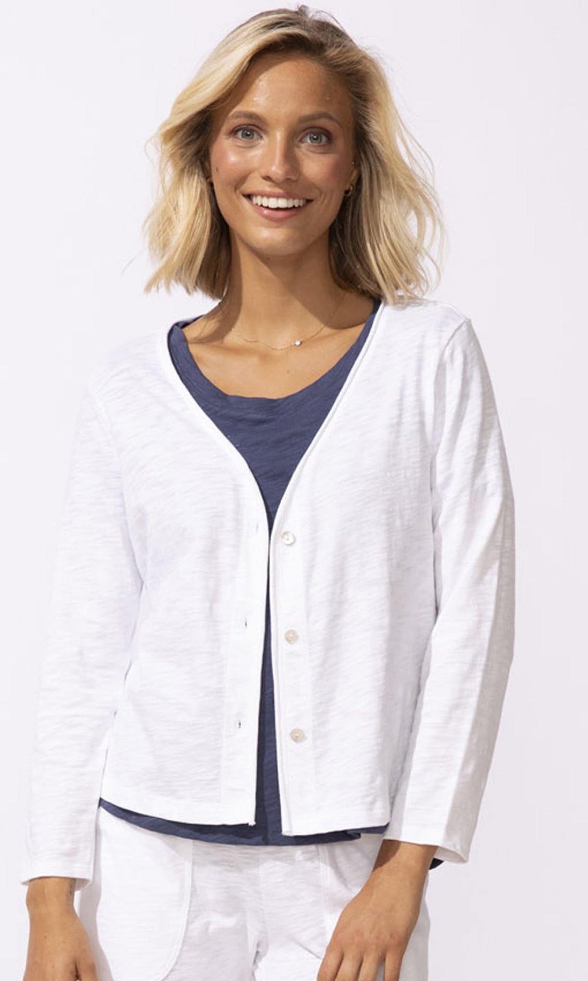 Lightweight Cotton Button Front Cardigan