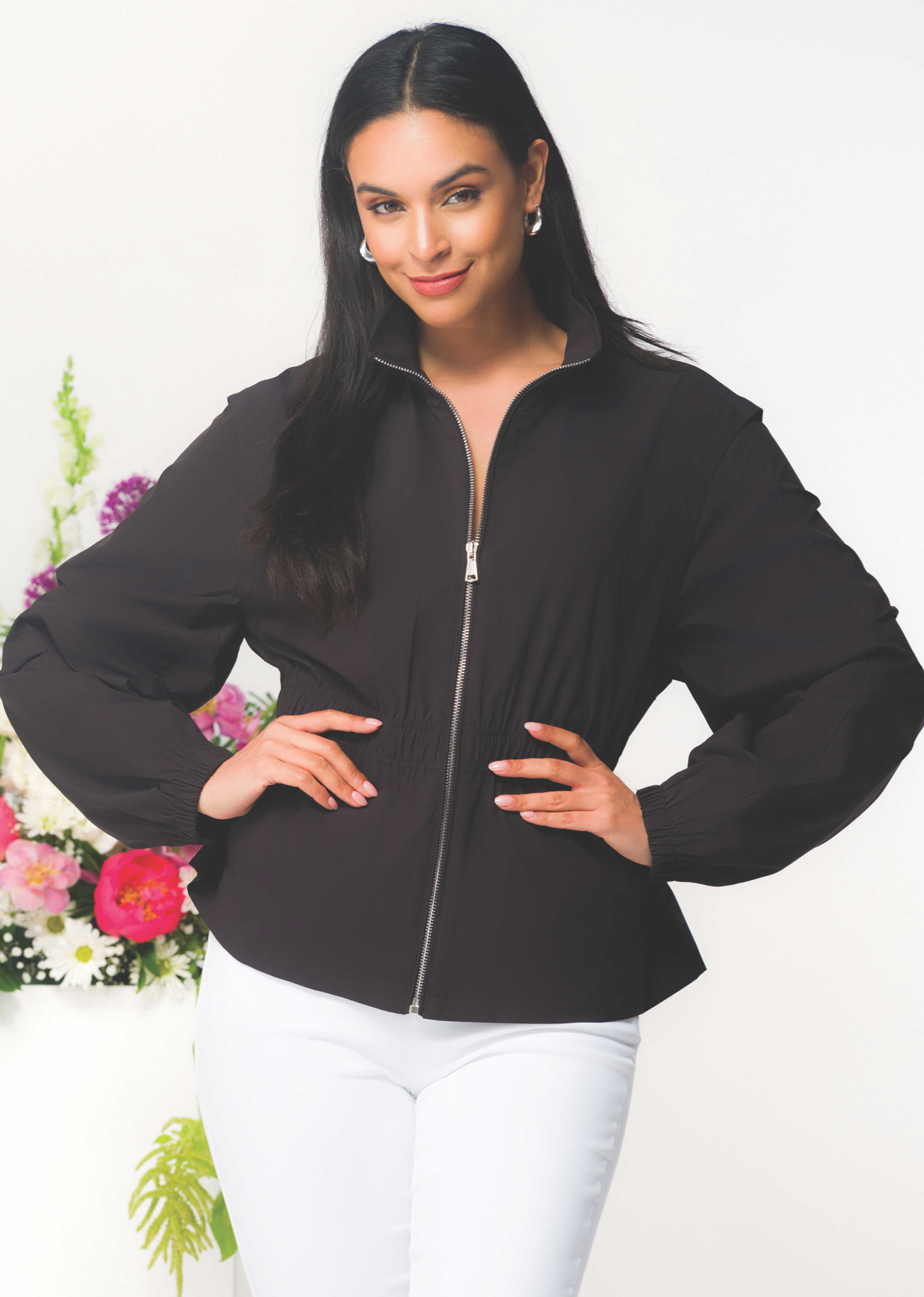 Zip Front Gathered Jacket
