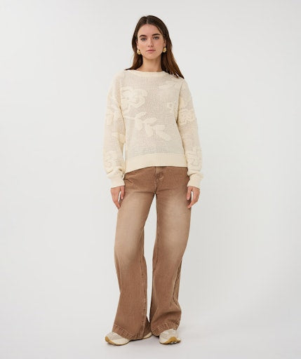 Floral Knit Crewneck Sweater