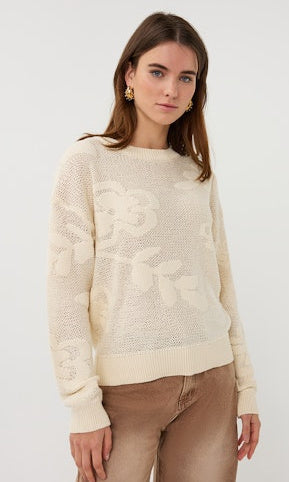 Floral Knit Crewneck Sweater