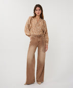 High-Rise Wide-Leg Cotton Denim Pants