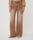 High-Rise Wide-Leg Cotton Denim Pants