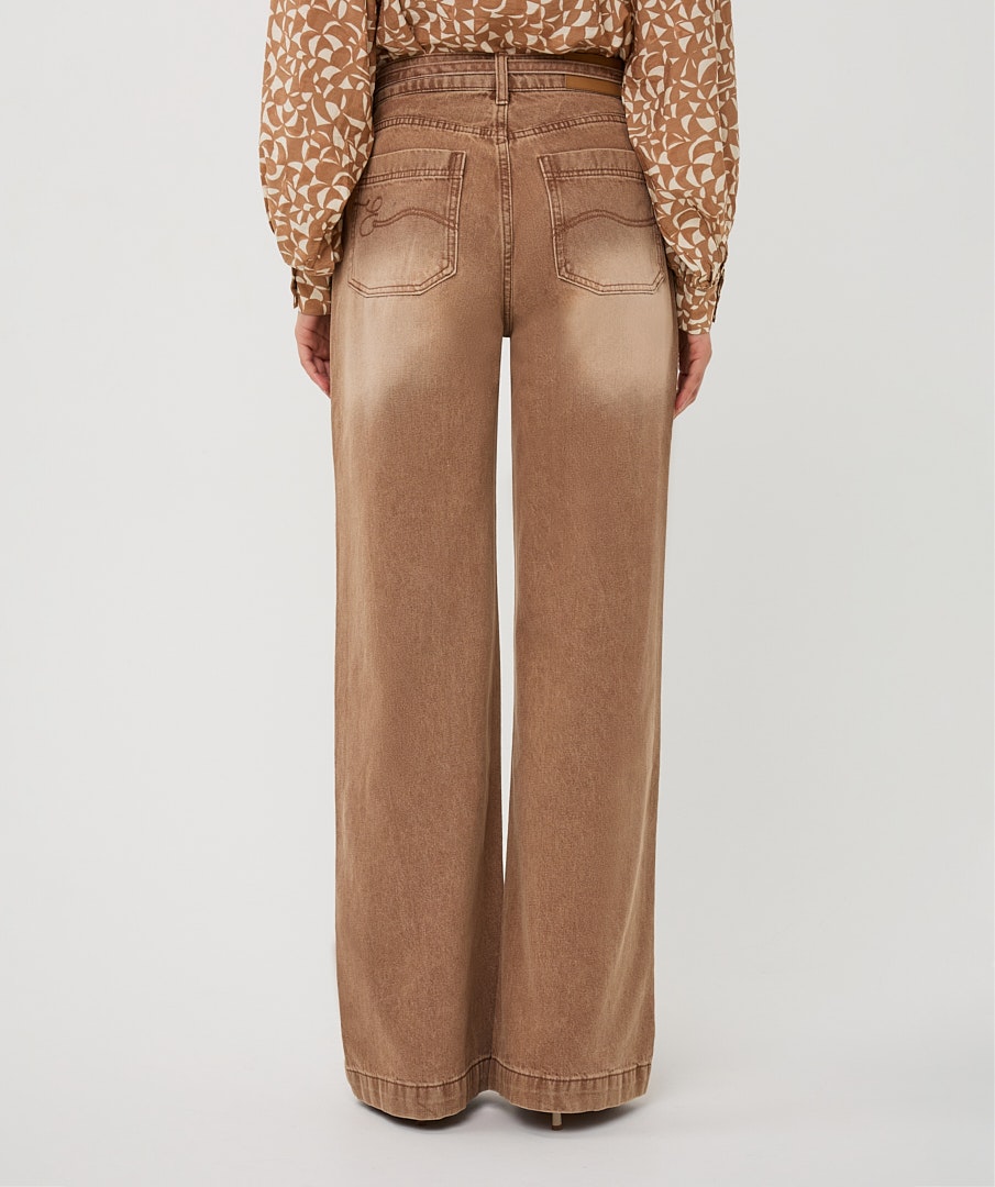 High-Rise Wide-Leg Cotton Denim Pants