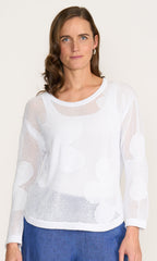 Open Knit Long Sleeve Cotton Sweater