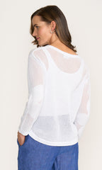 Open Knit Long Sleeve Cotton Sweater