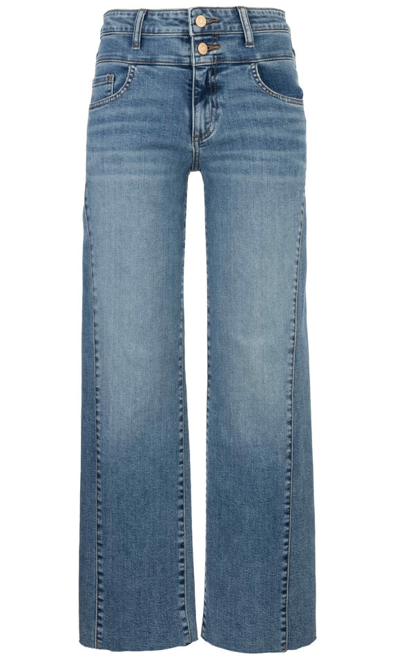 Double Button Wide Leg Crop Jean
