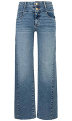 Double Button Wide Leg Crop Jean