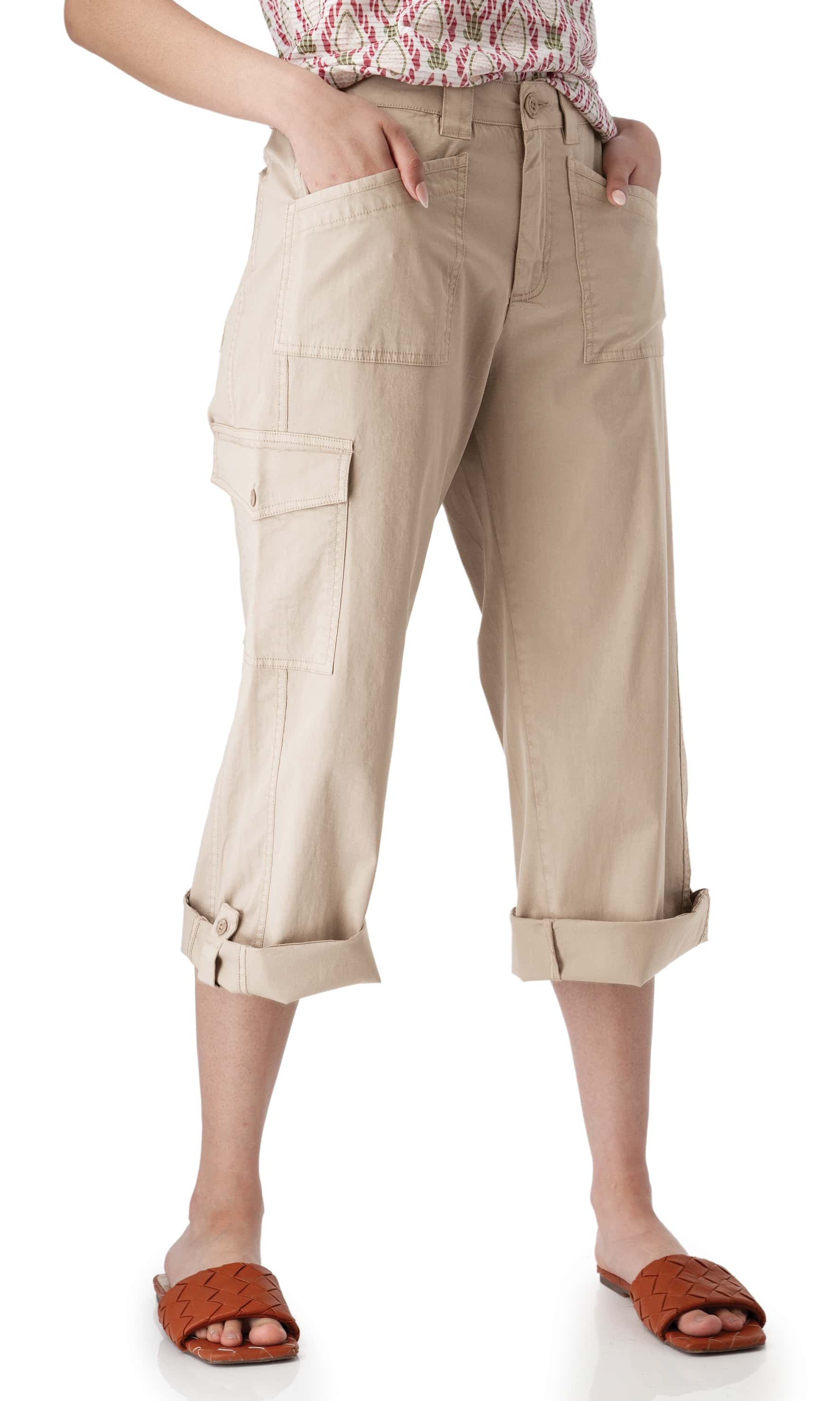 Organic Cotton Stretch Cargo Cropped Pants