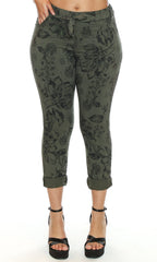 Floral Print Cropped Pants