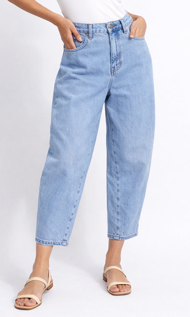 Cropped Barrel Leg Denim Jean