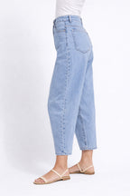 Cropped Barrel Leg Denim Jean
