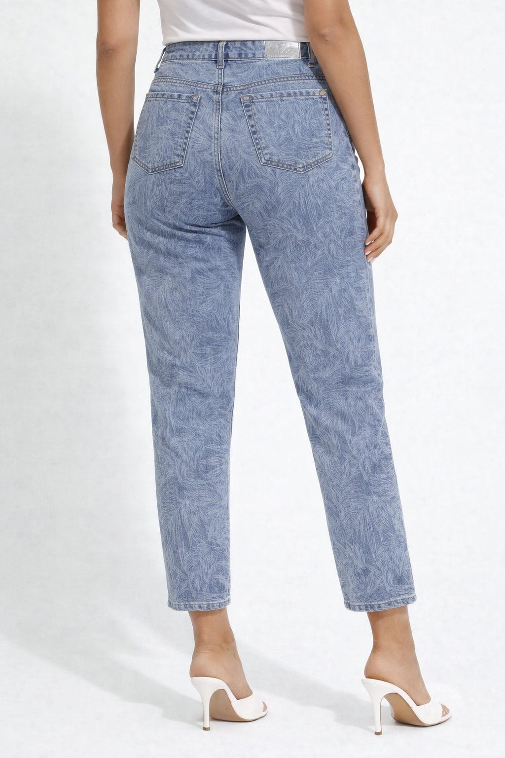 Printed Stretch Denim Ankle Jeans