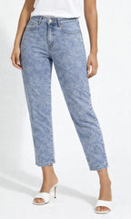 Printed Stretch Denim Ankle Jeans