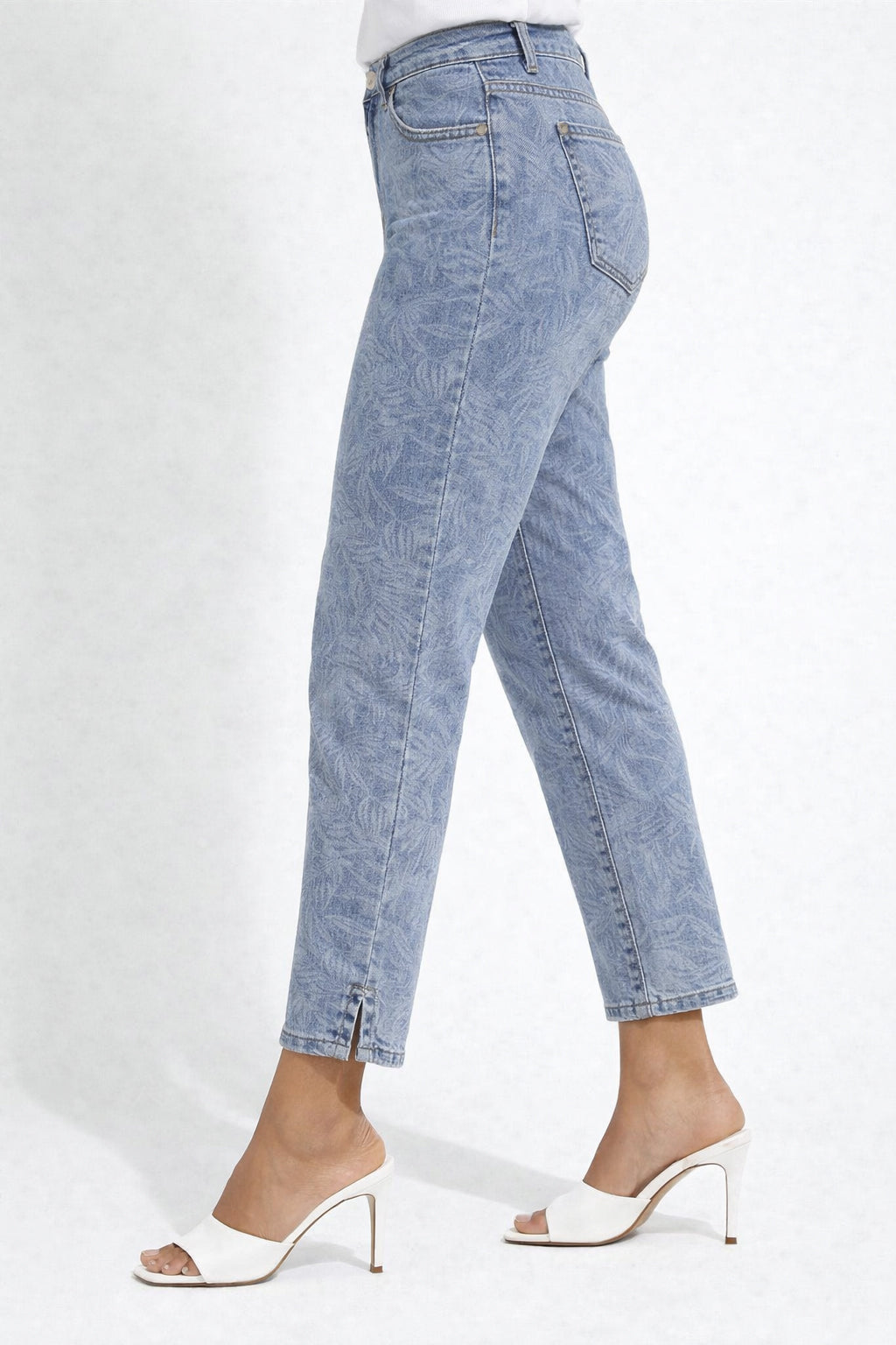 Printed Stretch Denim Ankle Jeans