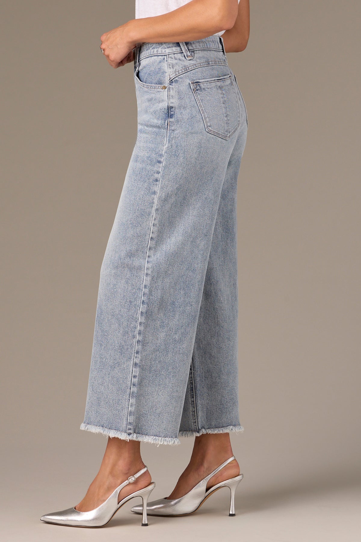 Wide Leg Raw Hem Denim