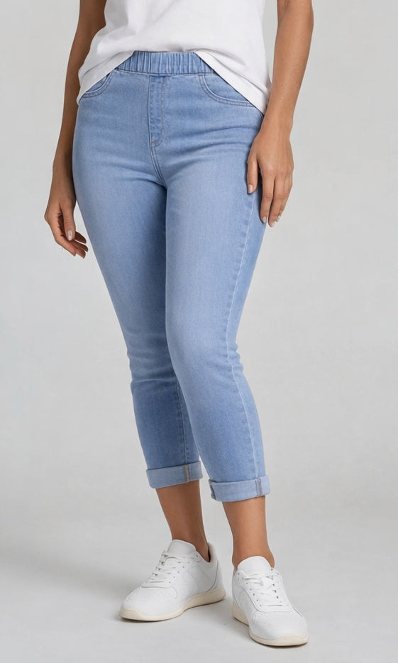 Pull-On Cropped Slim Leg Jean