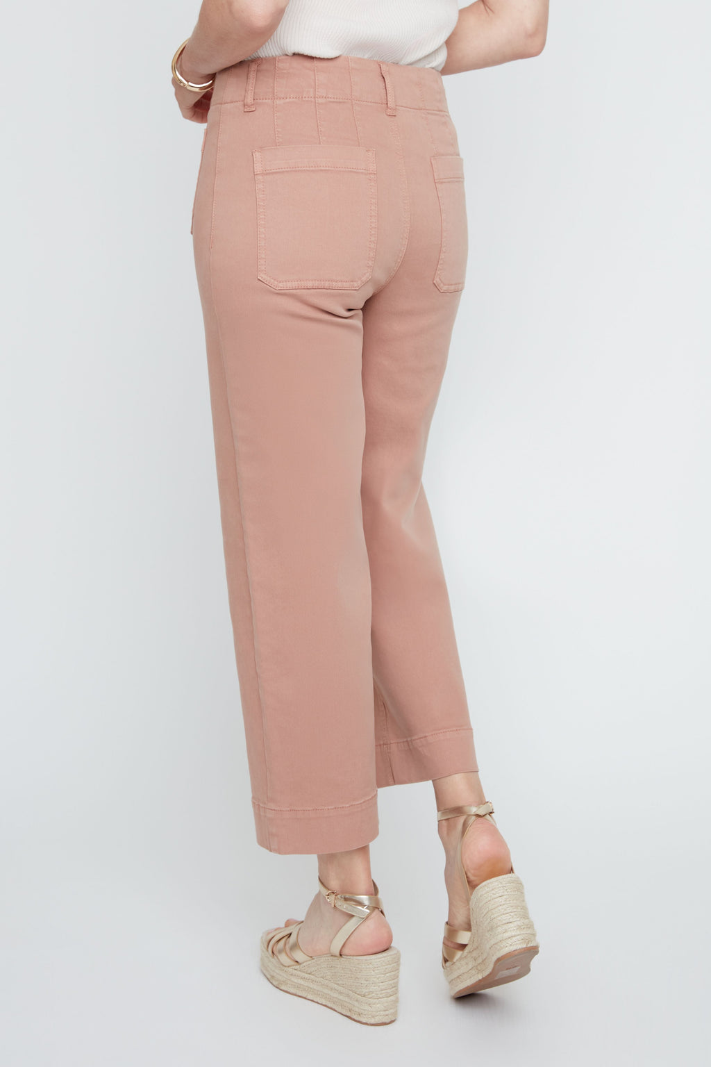 Patch Pocket Cropped Wide Leg Denim
