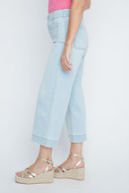 Patch Pocket Cropped Wide Leg Denim