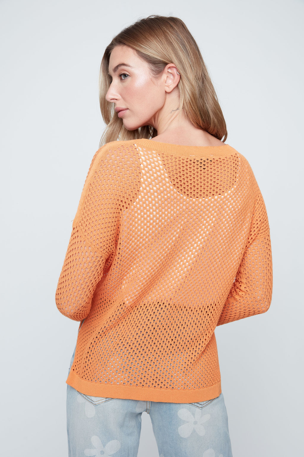 Open Knit Long Sleeve Lightweight Sweater