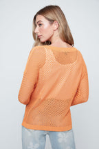Open Knit Long Sleeve Lightweight Sweater
