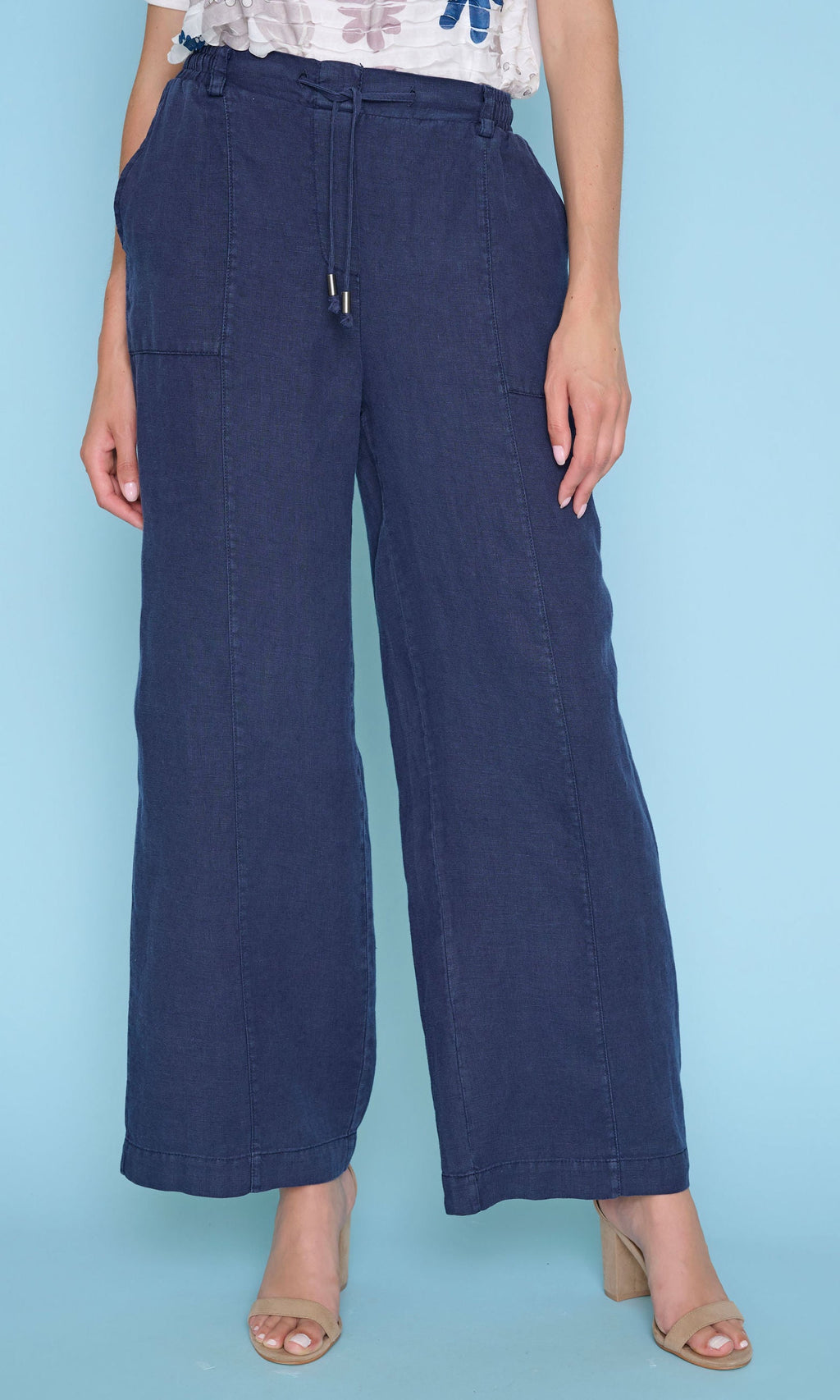 Linen Blend Wide-Leg Pant