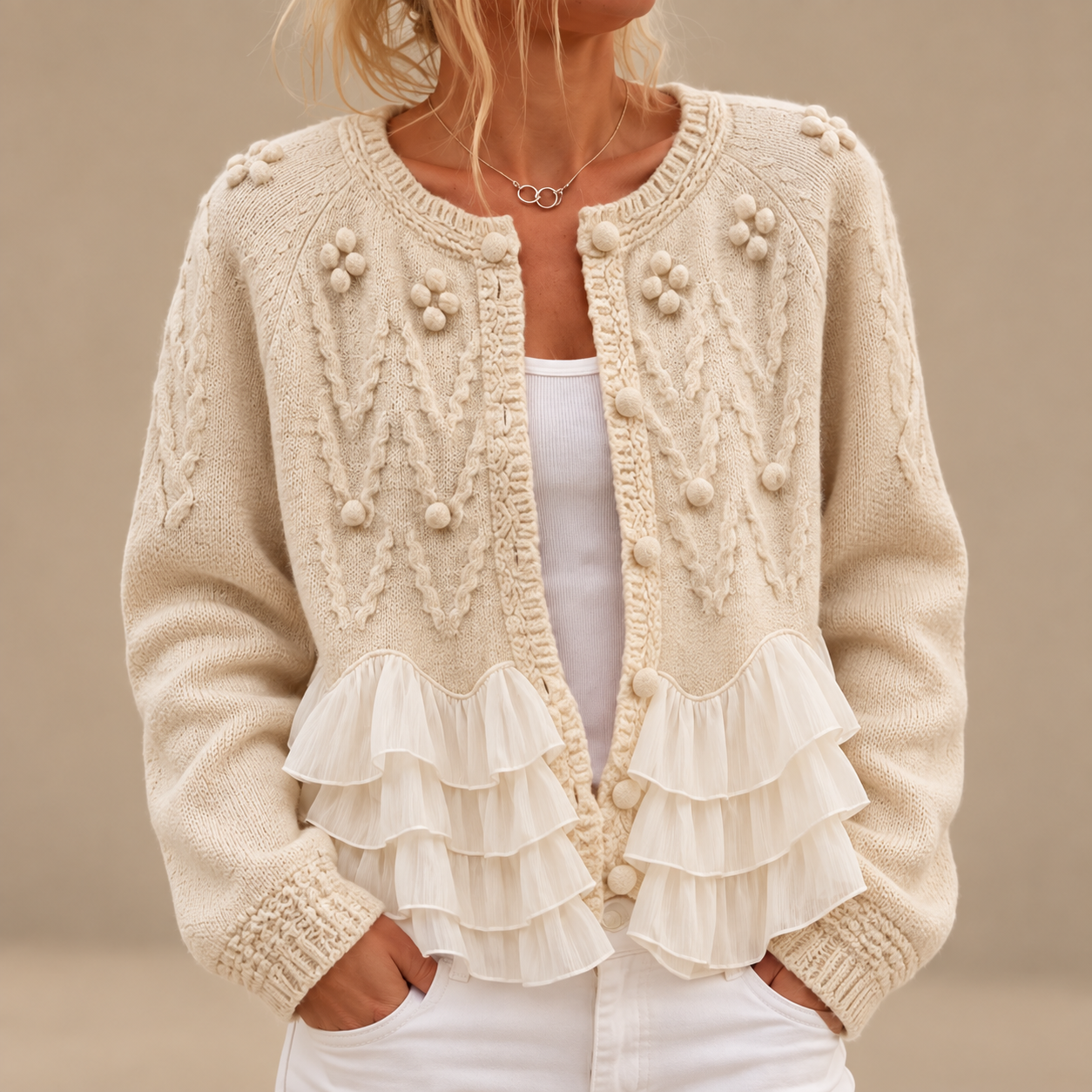 Rosie - Cosy Knit Ruffle Cardigan