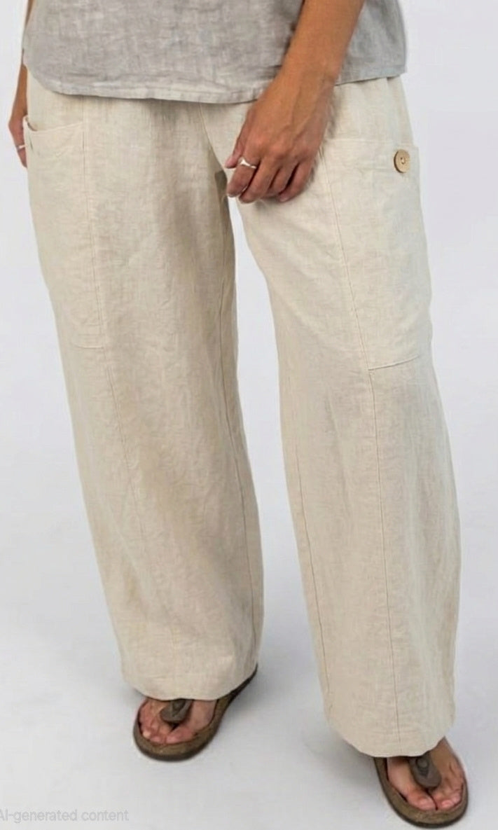 Relaxed Linen Wide Leg Pant