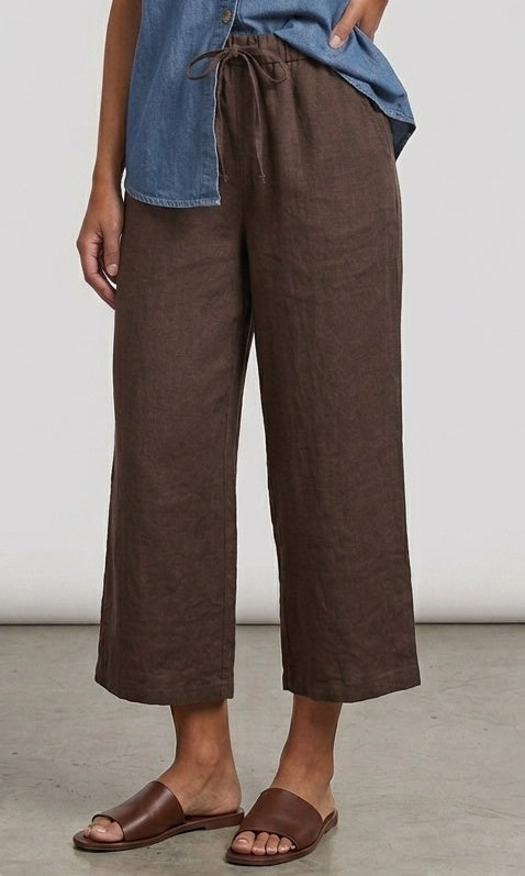 Linen Cropped Wide Leg Pant