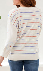 Floral Intarsia V-Neck Knit Sweater