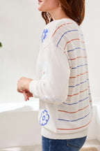 Floral Intarsia V-Neck Knit Sweater