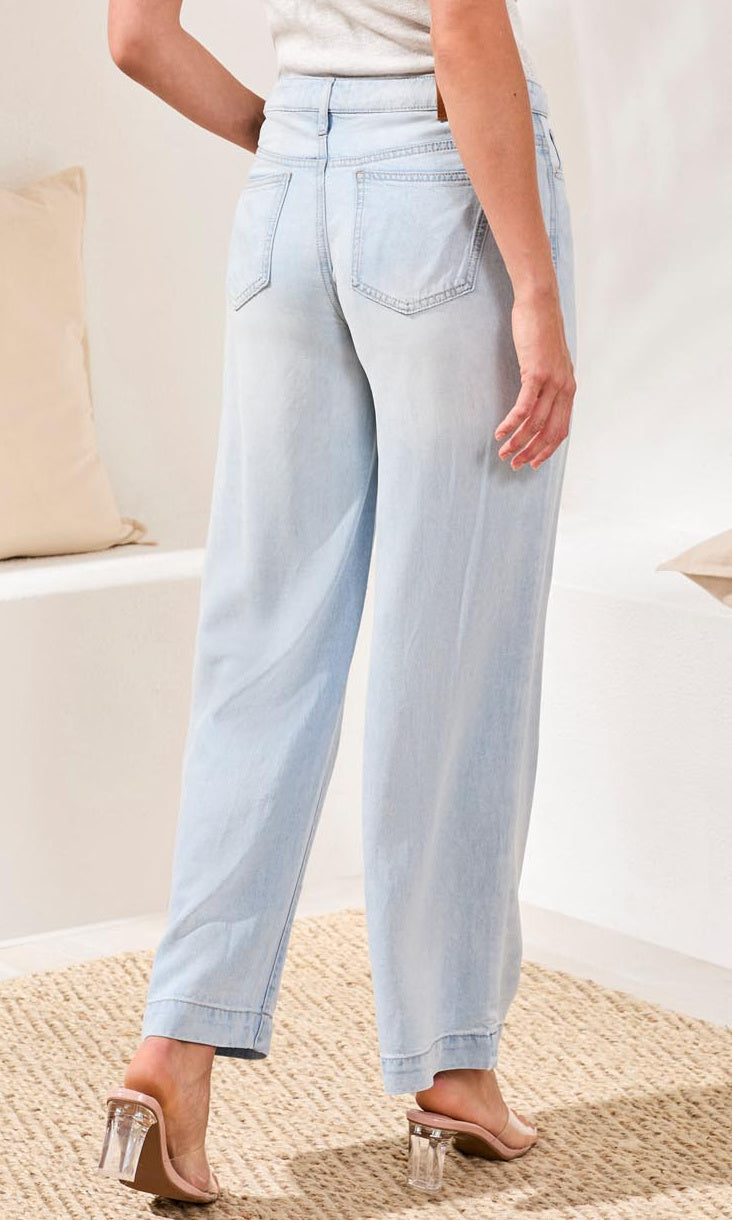 Light Wash Wide Leg Lyocell Pants